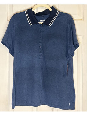 Women's Bass Outdoor Blue Navy Polo Shirt L